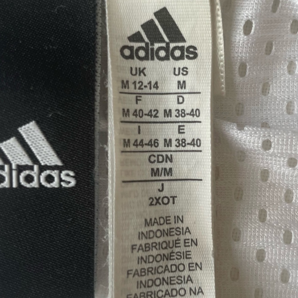 Adidas Women's White Mesh Jersey Athletic Top with Black Stripes Long Sleeve - Picture 8 of 10